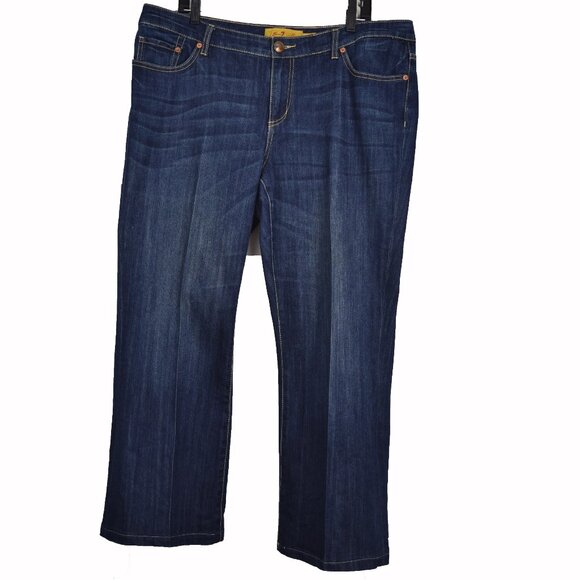 Seven7 Luxe Jeans Woman 20 Plus Size Blue Embellishd Rhinestones Boho Denim - Picture 2 of 14